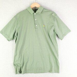 Amen Corner Polo Mens Medium Green Striped Masters Short Sleeve Pima Cotton Golf